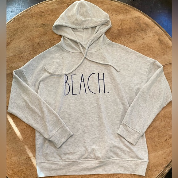 Rae Dunn Women’s Size Small Gray‎ BEACH. Graphic Hoodie Pullover - Picture 1 of 12